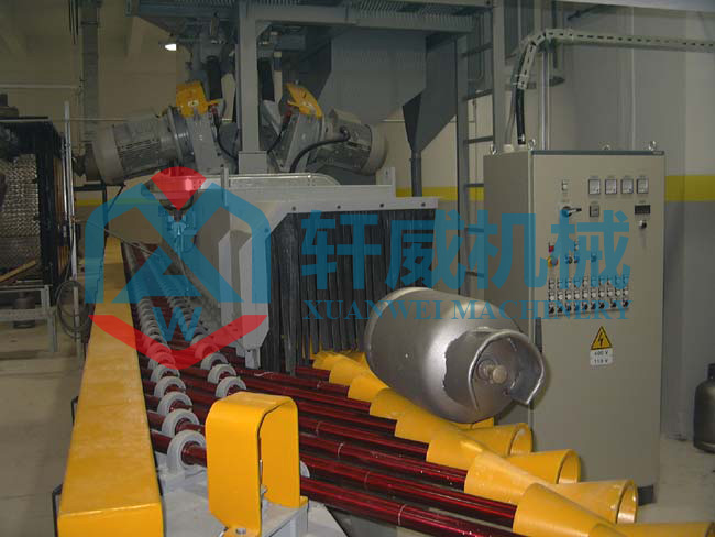 Gas cylinder shot blasting machine