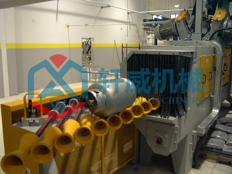 Gas cylinder shot blasting machine